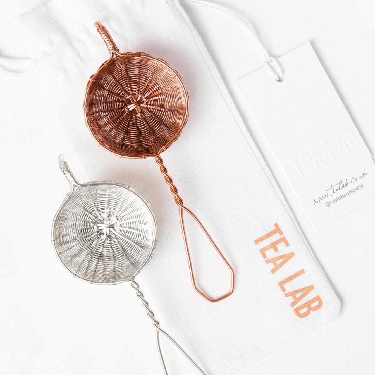 Pour Over Copper And Silver Tea Strainer For Whole Leaf Teas, Woven