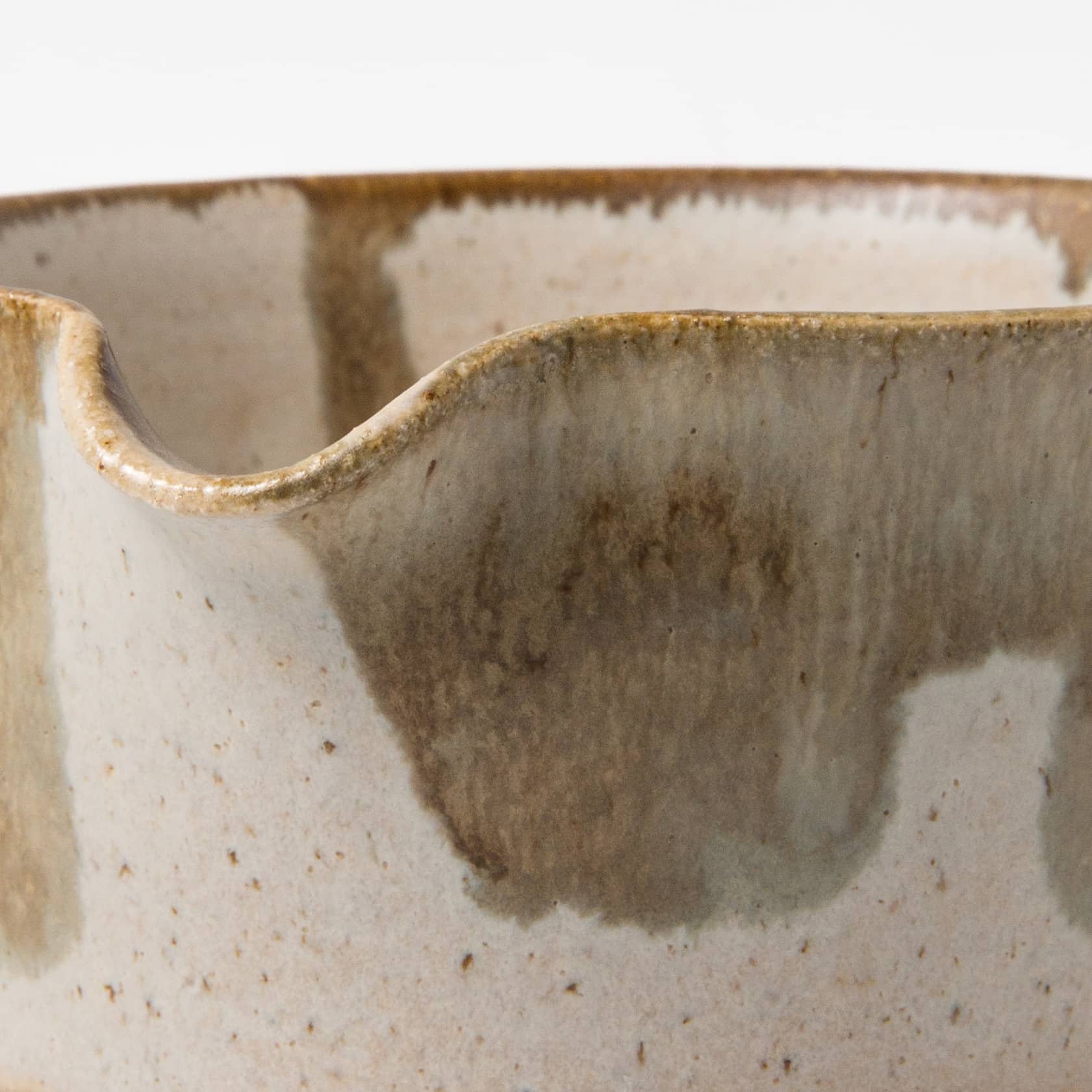 matcha bowl with contrast drip glaze