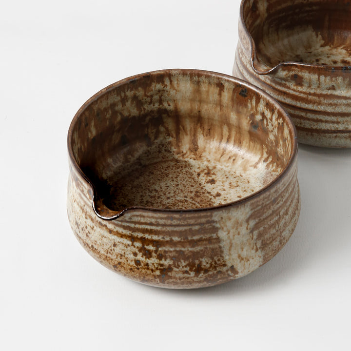 Reactive glaze brown matcha bowl