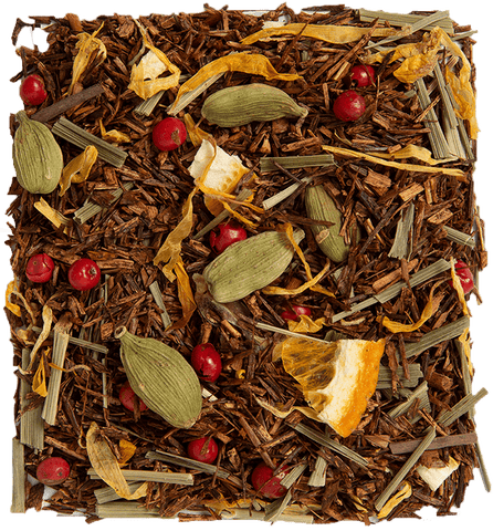 Tea Lab Spiced Lemon Rooibos loose leaf tea blend with cardamom, lemongrass, and citrus peel – warming caffeine-free herbal tea