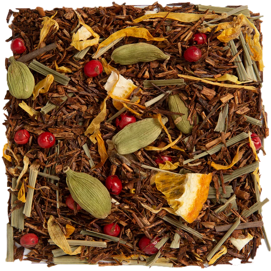 Tea Lab Spiced Lemon Rooibos loose leaf tea blend with cardamom, lemongrass, and citrus peel – warming caffeine-free herbal tea 