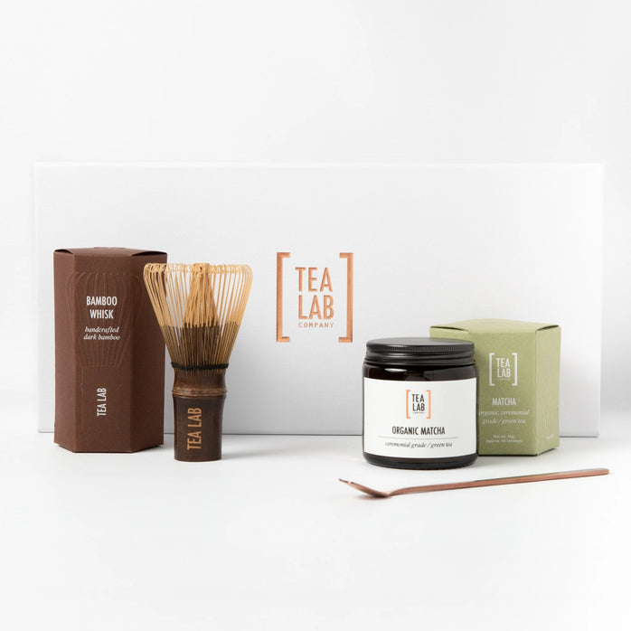 Organic Matcha Starter Kit Gift Set with Bamboo Whisk and Tea Lab Accessories