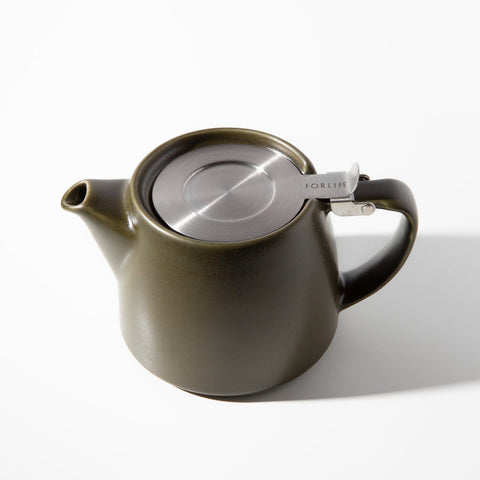 ForLife Artisan Green Teapot With Stainless Steel Infuser For Loose Leaf Tea