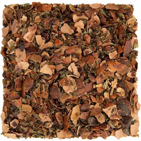 organic cacao  and peppermint  herbal tisane loose leaf tea