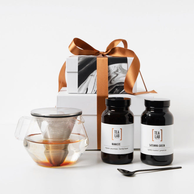 Glass Tea Pot and Loose Leaf Tea Gift Set